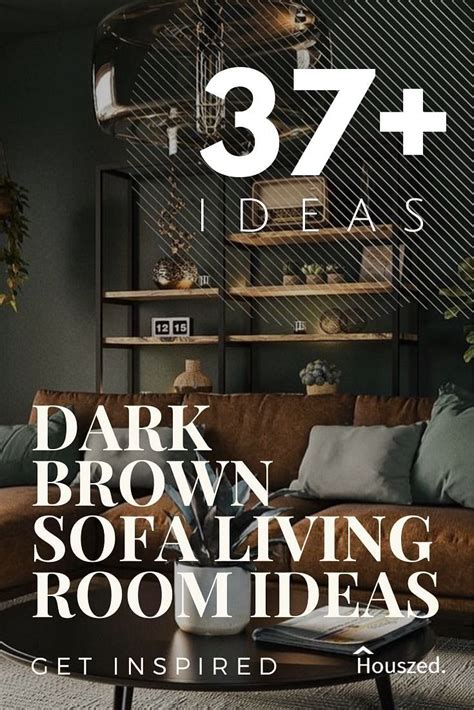 A Living Room With Dark Brown Sofas And Green Walls The Text Reads 37