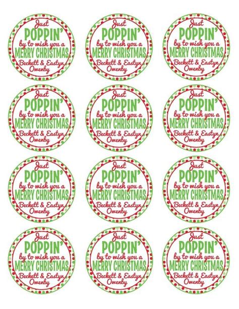 Christmas Popcorn T Stickers Printable Just Poppin By Christmas