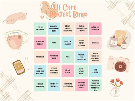 Self Care Bingo Cards Printable Mental Health Mindfulness Wellness