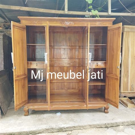 Jual Lemari Pakaian 4 Pintu Kayu Jati Asli Jakarta Timur