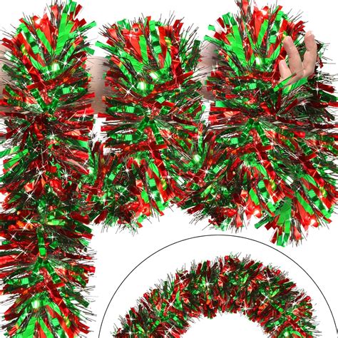 Amazon Surcvio Ft Christmas Tinsel Garland Red Green Black