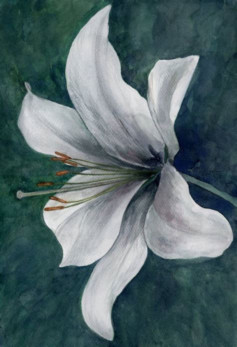 On the core - White Lily Painting by Mervi Korhonen | Saatchi Art