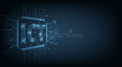 Circuitry Diagram Runs Thru the ICT Letters on Dark Blue Background ...