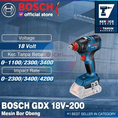 Jual Bosch Impact Wrench Cordless Gdx 18v 200c Mesin Bor Obeng Unit