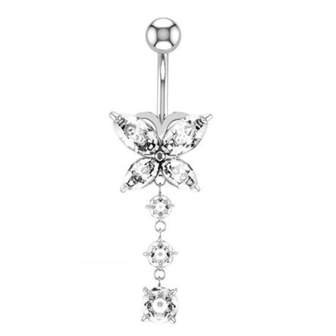 Butterfly Navel Earring Belly Piercing Steel Belly Button Rings Crystal Piercing Navel Heart