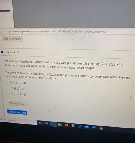 Solved Question The Amount Of Garbage G Produced By A Chegg