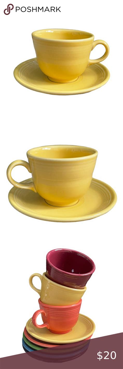 Fiestaware Yellow Cup And Saucer Yellow Cups Color Glaze Cup And