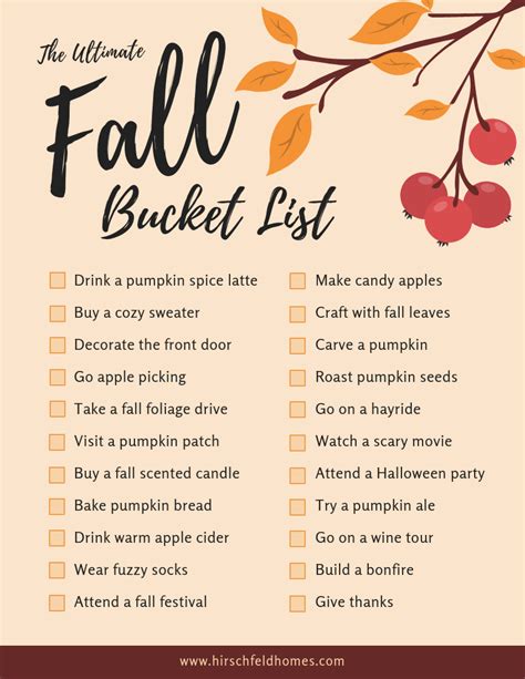 Fall Fun Bucket List