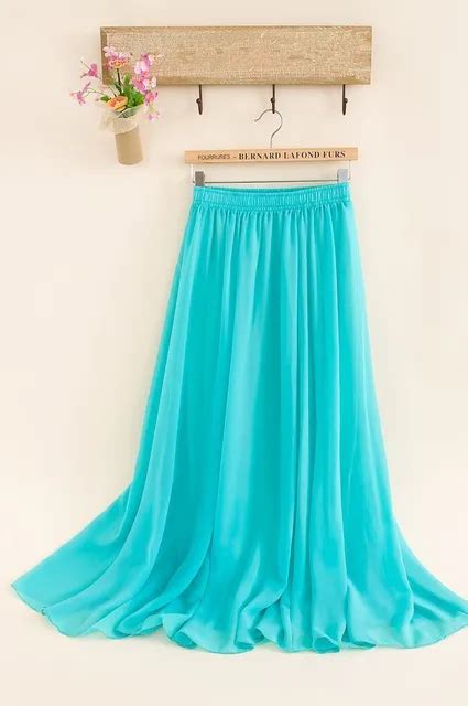 Plus Size Long Skirt Elegant Style Women Pleated Maxi Chiffon Skirts