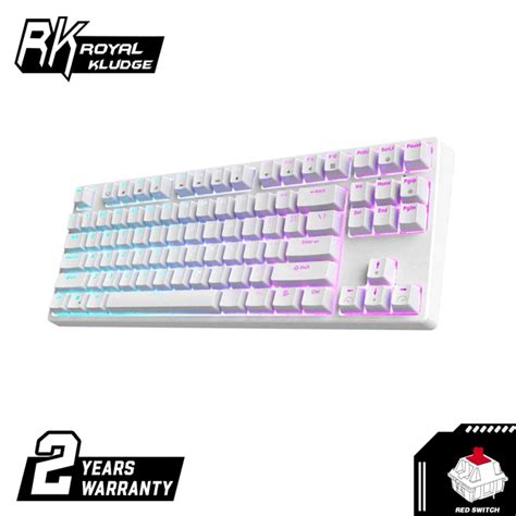 Royal Kludge RK87 Tri Mode RGB 87 Keys Hot Swappable Mechanical Keyboard White Red Switch