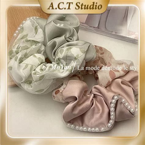 ACT STUDIO Silk Scrunchie Pearl Hair Tie Sutera Getah Rambut Mutiara