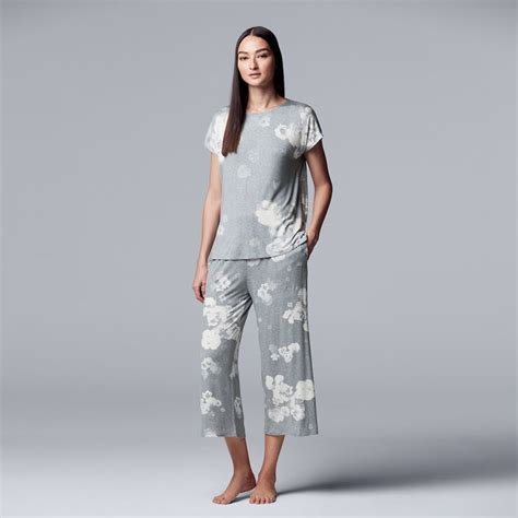 Women S Simply Vera Vera Wang Top Capri Pajama Set Capri Pajama