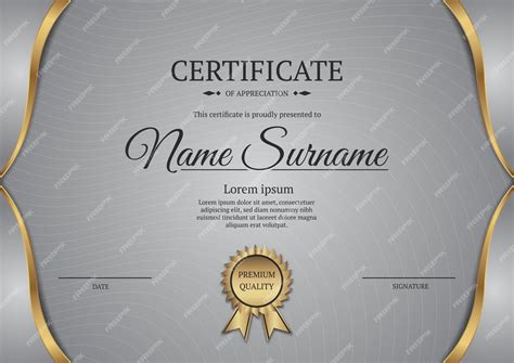 Premium Vector Certificate Template With Gold Border