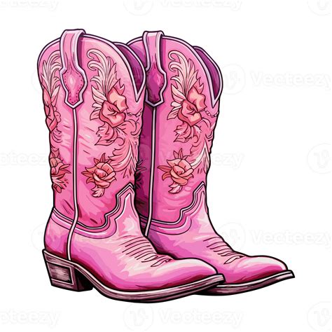 Pink Cowboy Cowgirl Boots In Western Southwestern Style Cowgirl Illustration 26721356 Png