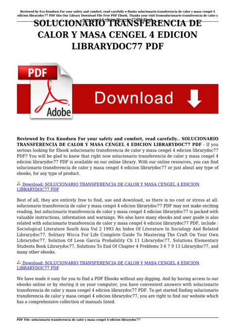 PDF SOLUCIONARIO TRANSFERENCIA DE CALOR Y MASA CENGEL Transferencia