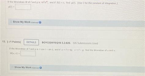 Solved If The Wronskian W Of F And G Is 6t2e6t And If Chegg