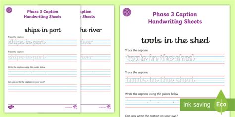 Middle East Phase 3 Captions Handwriting Worksheets