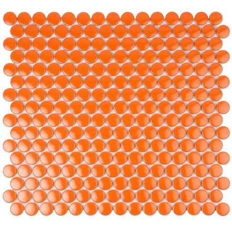 Apollo Tile Cirkel Orange 1146 In X 124 In Glossy Porcelain Mosaic Wall And Floor Tile 987