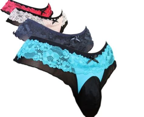 SISSY POUCH PANTIES Underwear Men S Sexy Lace Pink Bikini Thong Sz S 5XL U EBay