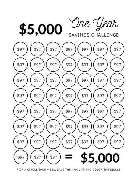 Save 5 000 Dollars In One Year Money Saving Challenge 5k 5 000 Dollar Savings Challenge Tracker