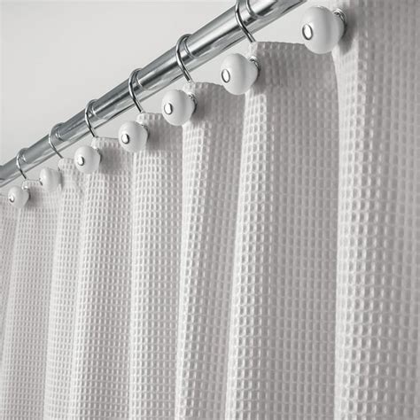 Mdesign Waffle Weave Fabric Shower Curtain 72 Long Light Gray