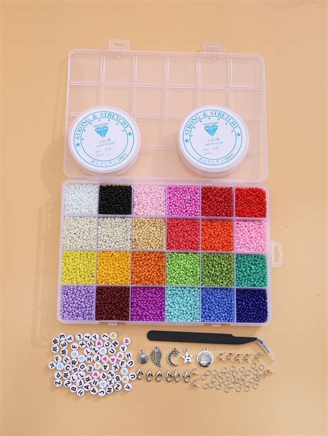 1 boîte 16 000 perles de rocaille en verre de 2 mm 3 mm avec kit de