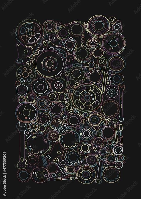 Auto spare parts and gears, background for your design Stock Vector ...