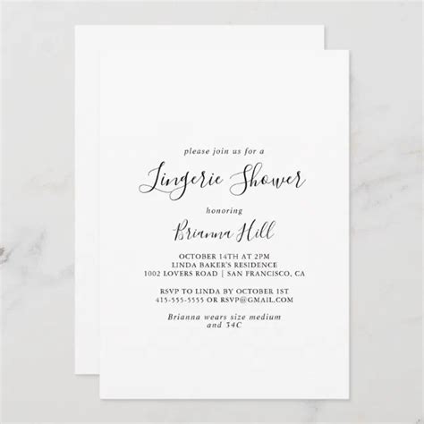 Simple Minimalist Bridal Lingerie Shower Invitation Zazzle