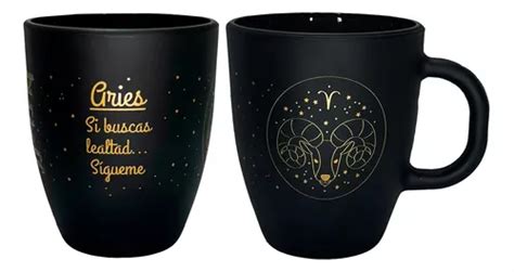 Taza De Cerámica Negra Signos Zodiacales Horoscopo Frases MercadoLibre