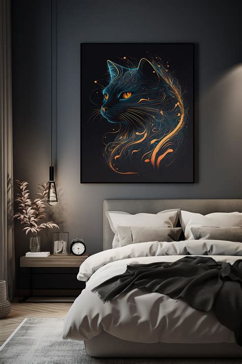 Abstract Cat Digital Art Print Wall Art Digital Download Home Decor