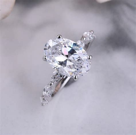 1 5 Carat Moissanite Oval Solitaire Engagement Rings Diamond Etsy