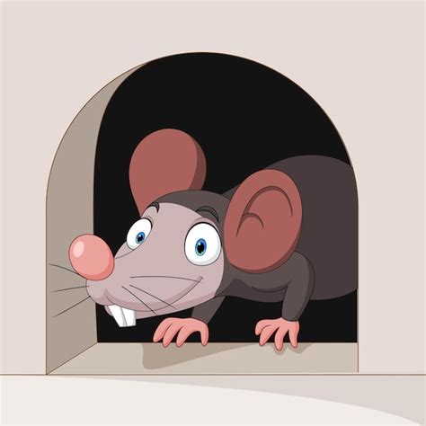 Premium Vector | Cartoon funny mouse in the hole