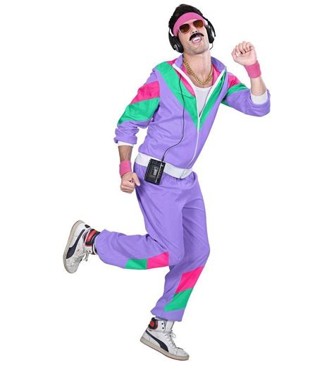 80s Shell Suit Unisex Costume Purple Green Pink