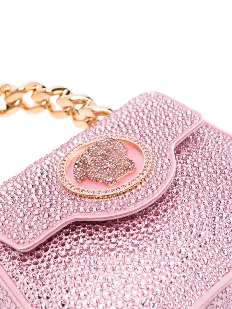Versace La Medusa Crystal Embellished Mini Bag In Nude Neutrals ModeSens