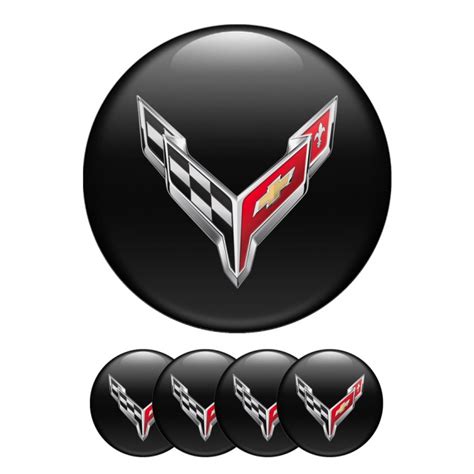 Chevrolet Corvette Silicone Stickers Wheel Center Cap Black with 3D ...