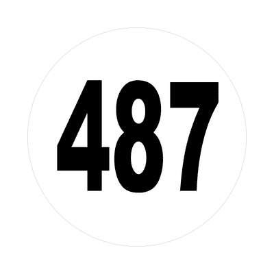 Number 487 White Black Stickers, Magnet | Wacky Print