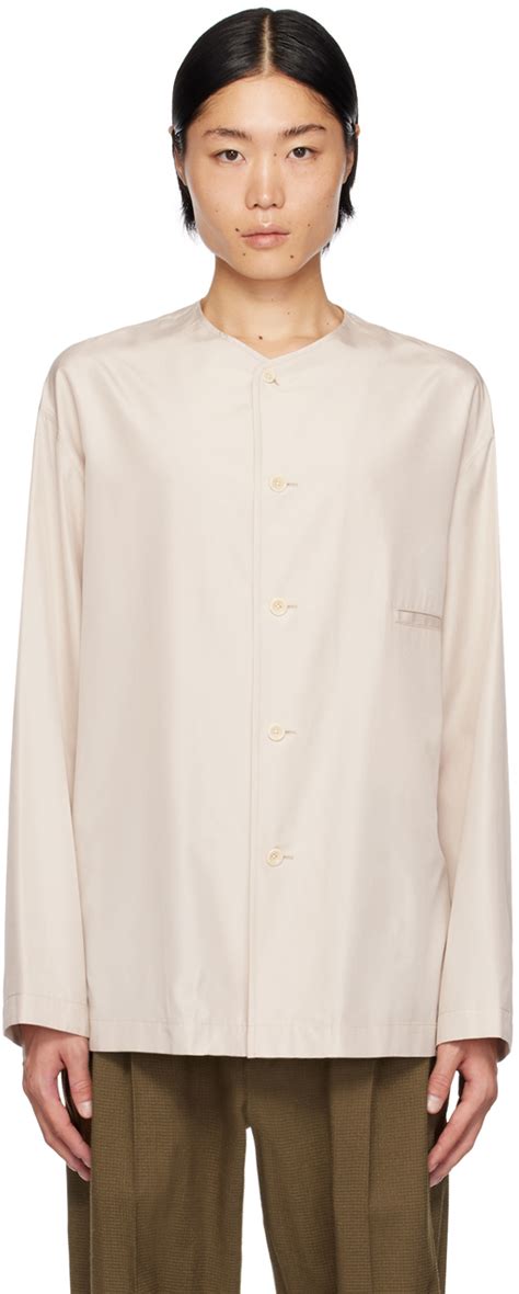 Chemise blanc cassé sans col LEMAIRE en solde