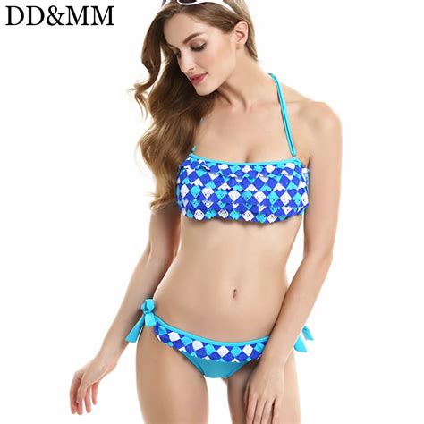 DD MM Bikini Bandeau Push Up Bikini Swimsuit Women Lady Bikini Halter