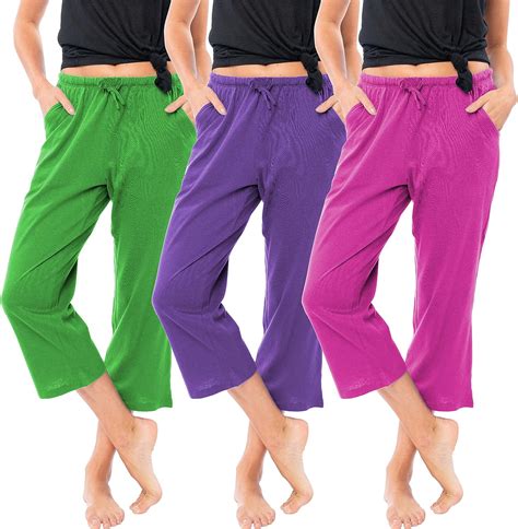 Sexy Basics Womens 3 Pack Soft Flex Cotton Knit Pajama Pants Lounge