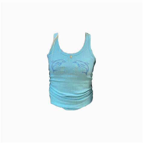 Blue Y2k Dolphin Tank Top Png