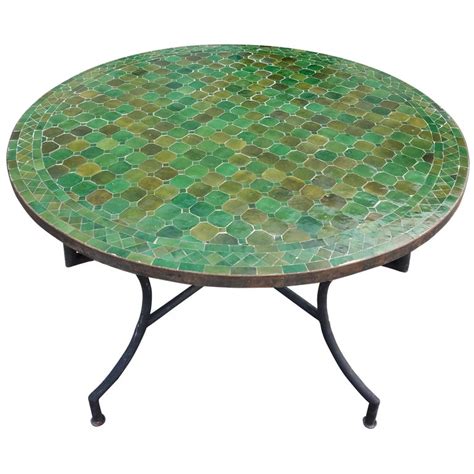 Round Moroccan Mosaic Table Tamegroute Green At 1stdibs