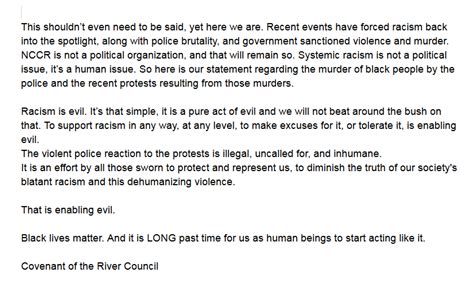 Statement On Racism