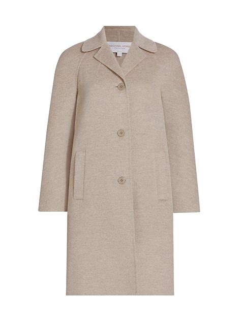 Michael Kors Balmacaan Wool Blend Coat Taupe Melange Editorialist