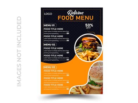 Premium Vector Vector Restaurant Menu Poster With Food Print Template