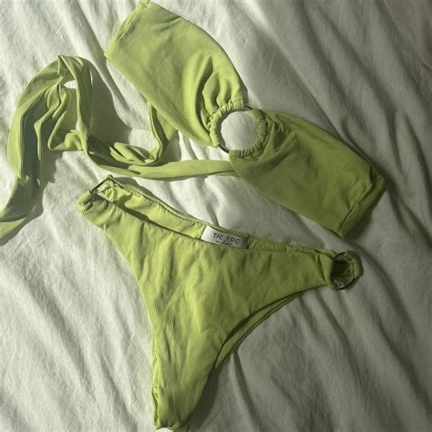 Green Bikini Set With Ring Details Never Worn From LA Depop