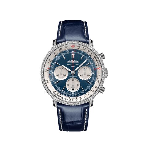 Navitimer B Chronograph Stainless Steel Gem Set Blue