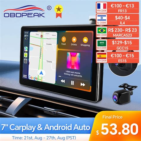 OBDPEAK C Mara De Salpicadero K5 7 Pulgadas 4K Carplay Inal Mbrico Y