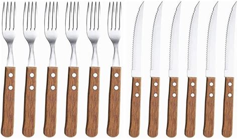 Amazon Kovot Piece Wood Handle Steak Knife Fork Set