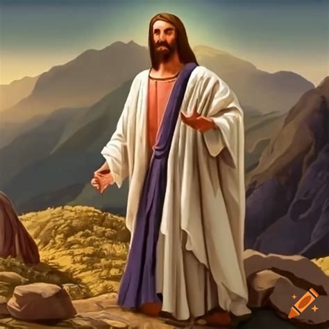 Illustration Of Jesus Delivering The Sermon On The Mount