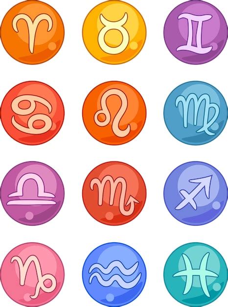 Hor Scopo Del Zodiaco Muestra Iconos Vector Premium